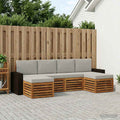 vidaXL Zestawy sof 6 pcs Naturalny i jasnoszary Lite Drewno Akacji