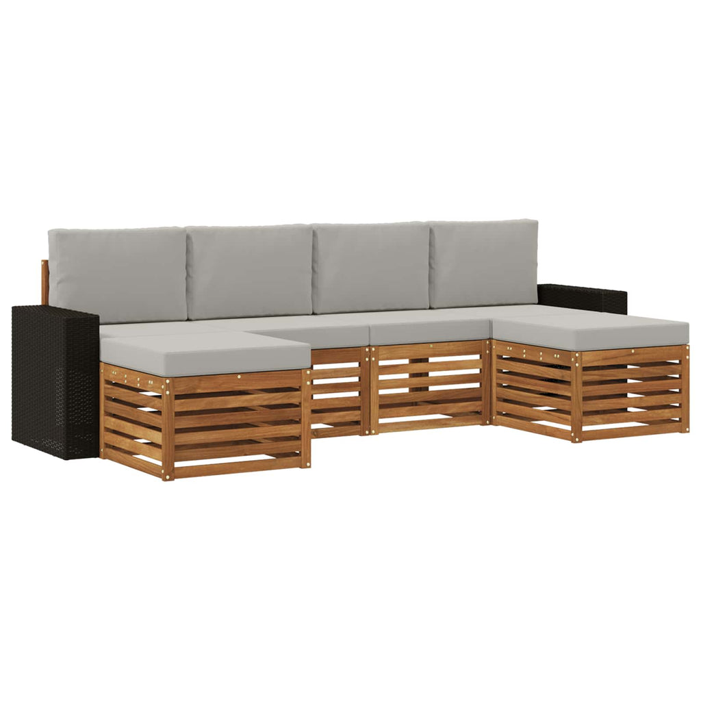 vidaXL Zestawy sof 6 pcs Naturalny i jasnoszary Lite Drewno Akacji