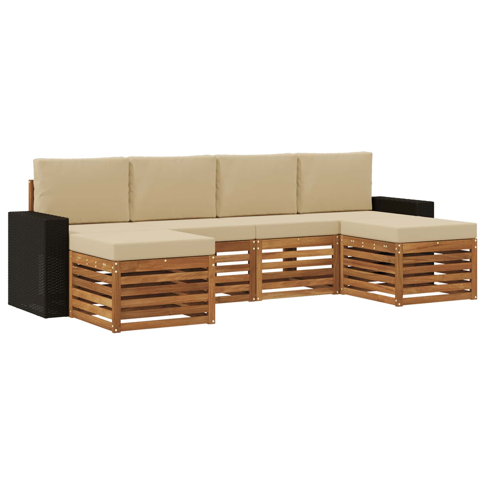 vidaXL Zestawy sof 6 pcs Naturalny i Beżowy Lite Drewno Akacji