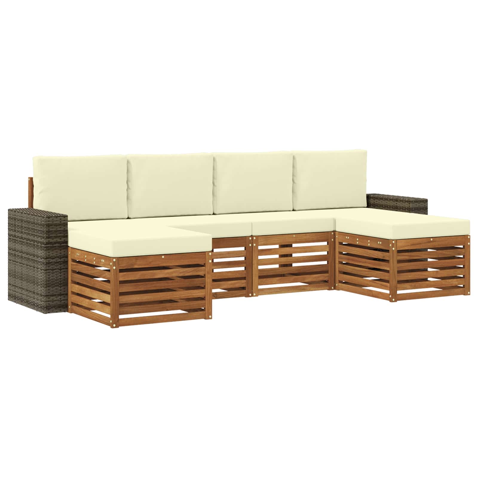 vidaXL Zestawy sof 6 pcs Naturalny i Kremowy Lite Drewno Akacji