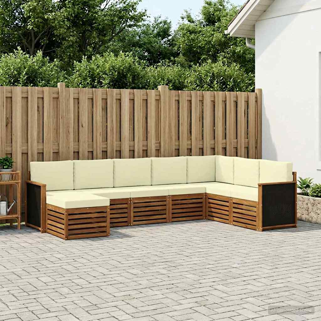 vidaXL Zestaw sof na zewnątrz z poduszką 6 pcs Naturalny i Kremowy