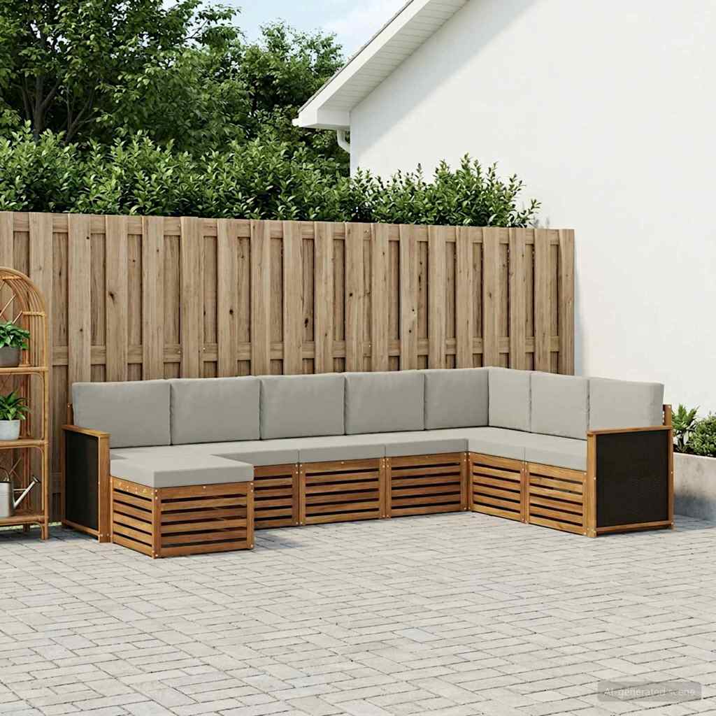 vidaXL Zestaw sof na zewnątrz z poduszką 6 pcs Naturalny i jasnoszary