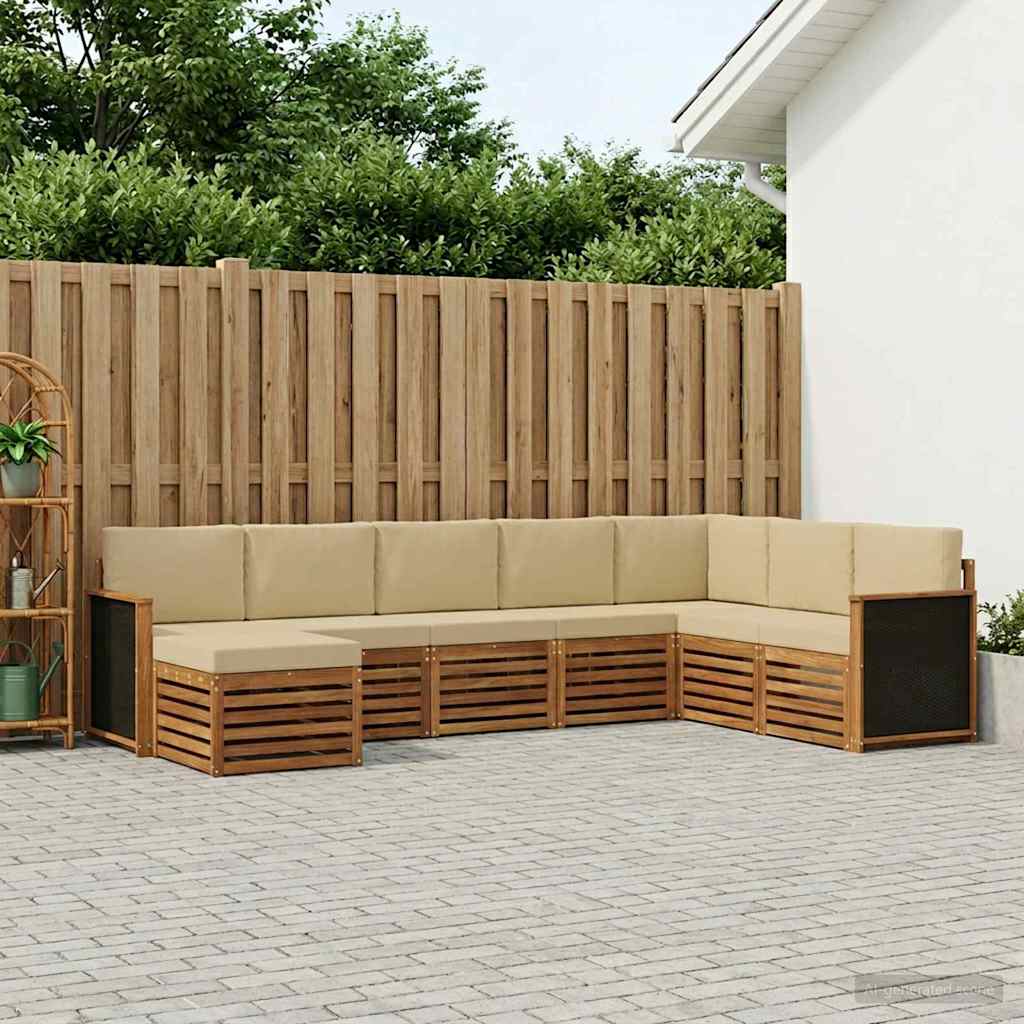 vidaXL Zestaw sof na zewnątrz z poduszką 6 pcs naturalny