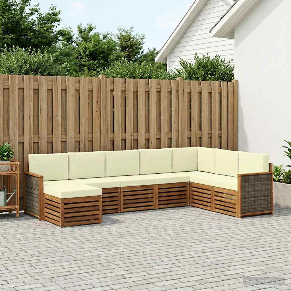 vidaXL Zestaw sof na zewnątrz z poduszką 6 pcs Naturalny i Kremowy