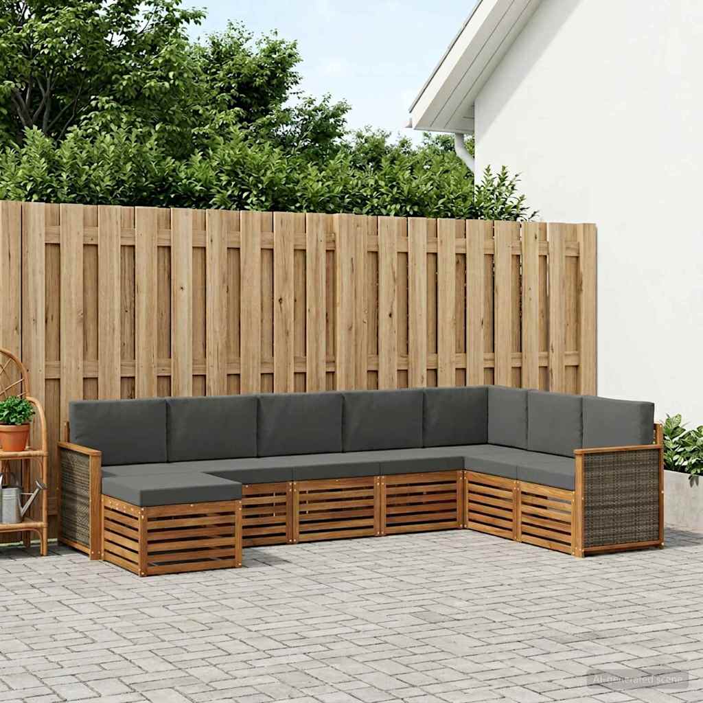 vidaXL Zestaw sof na zewnątrz z poduszką 6 pcs Naturalny i Antracytowy