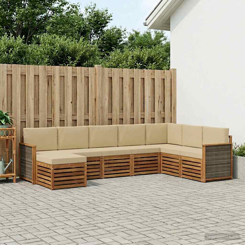 vidaXL Zestaw sof na zewnątrz z poduszką 6 pcs naturalny