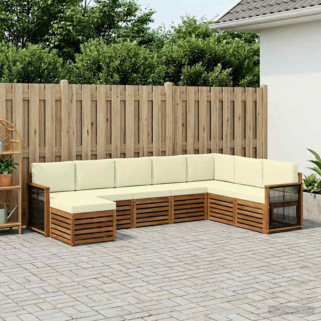 vidaXL Zestaw sof na zewnątrz z poduszką 6 pcs Naturalny i Kremowy
