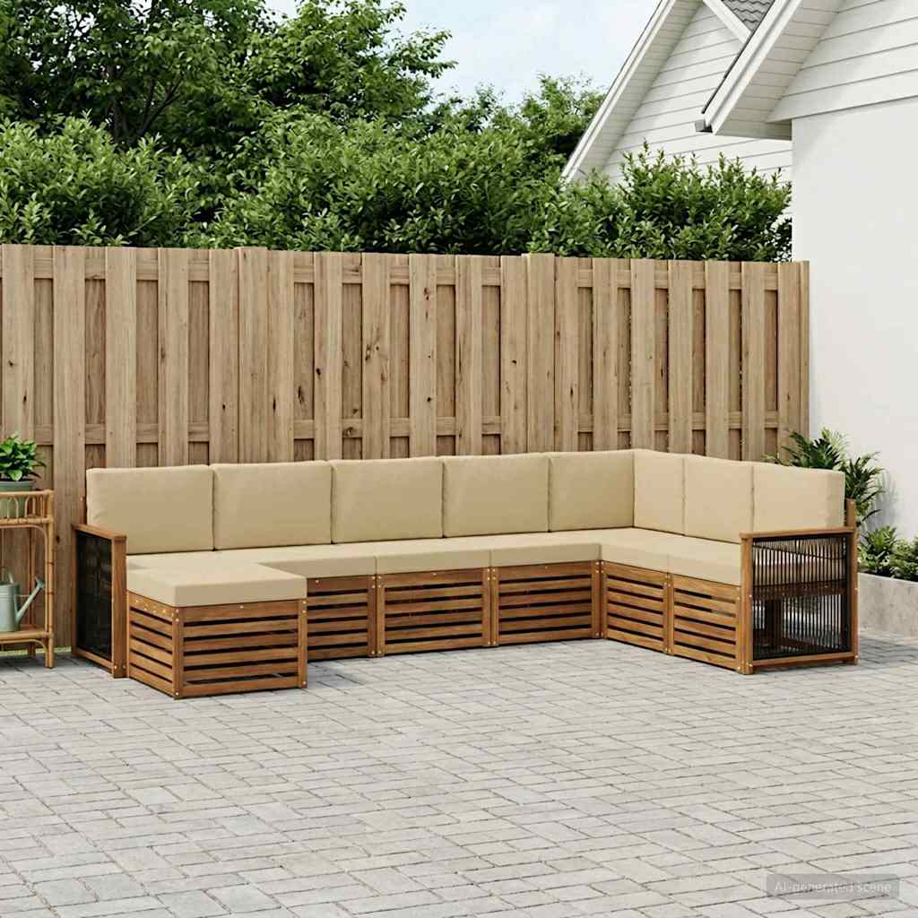 vidaXL Zestaw sof na zewnątrz z poduszką 6 pcs naturalny