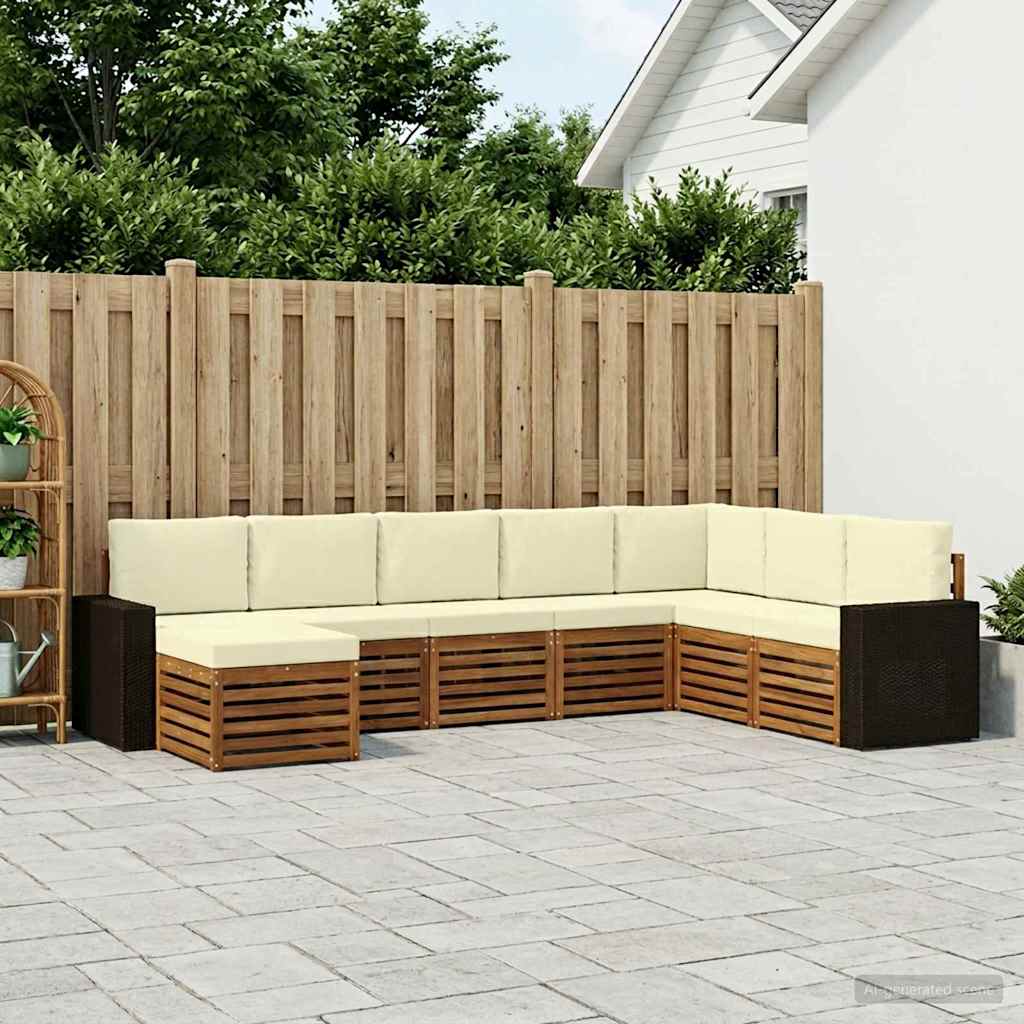 vidaXL Zestaw sof na zewnątrz z poduszką 8 pcs Naturalny i Kremowy