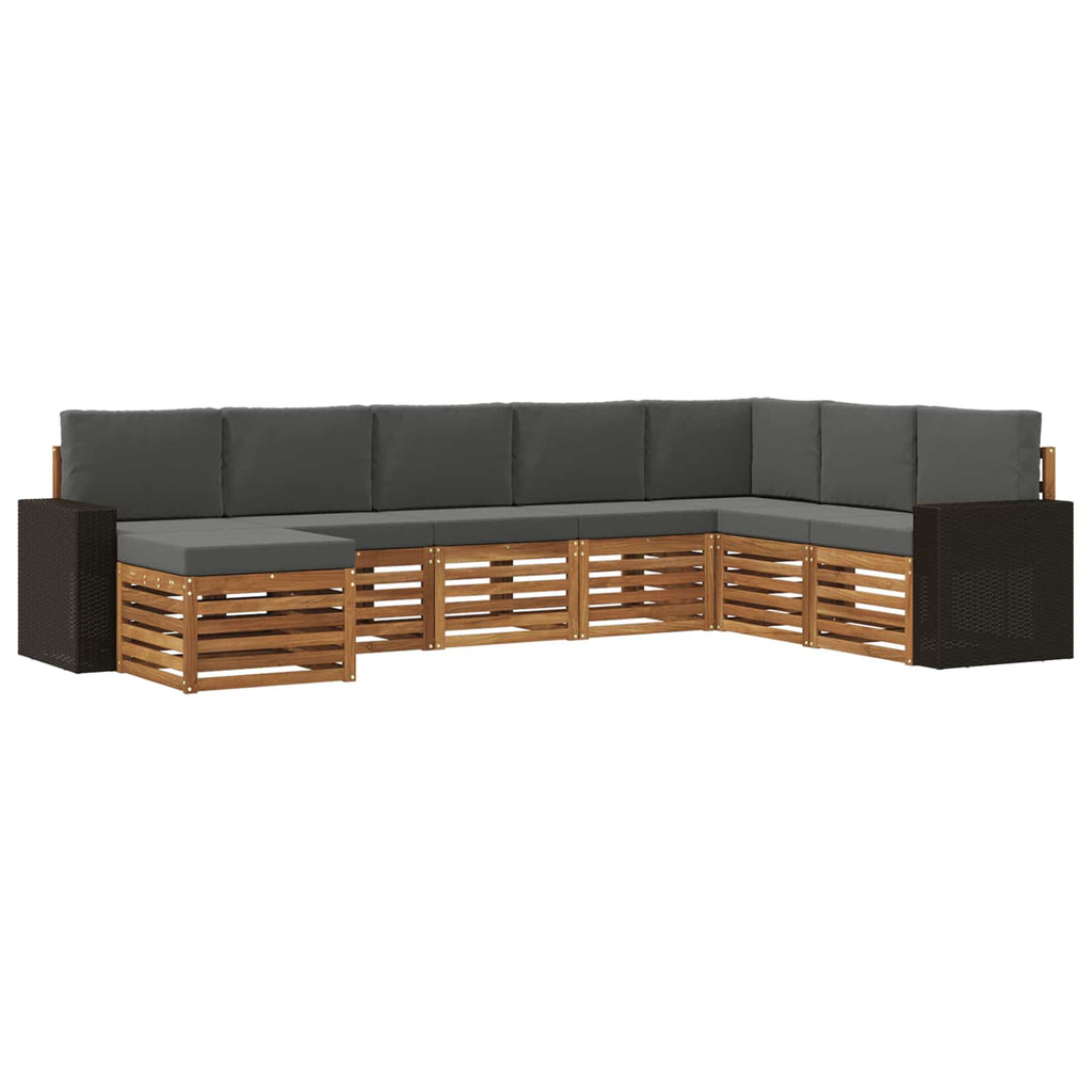 vidaXL Zestaw sof na zewnątrz z poduszką 8 pcs Naturalny i Antracytowy