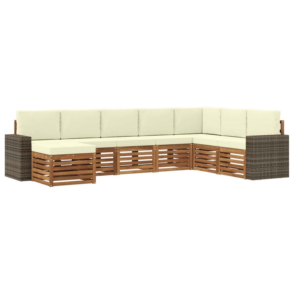 vidaXL Zestaw sof na zewnątrz z poduszką 8 pcs Naturalny i Kremowy