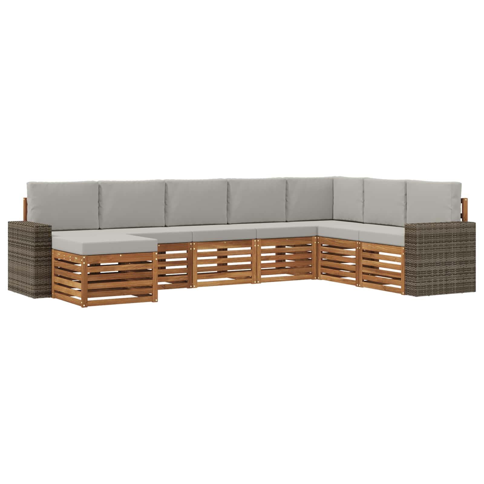 vidaXL Zestaw sof na zewnątrz z poduszką 8 pcs Naturalny i jasnoszary