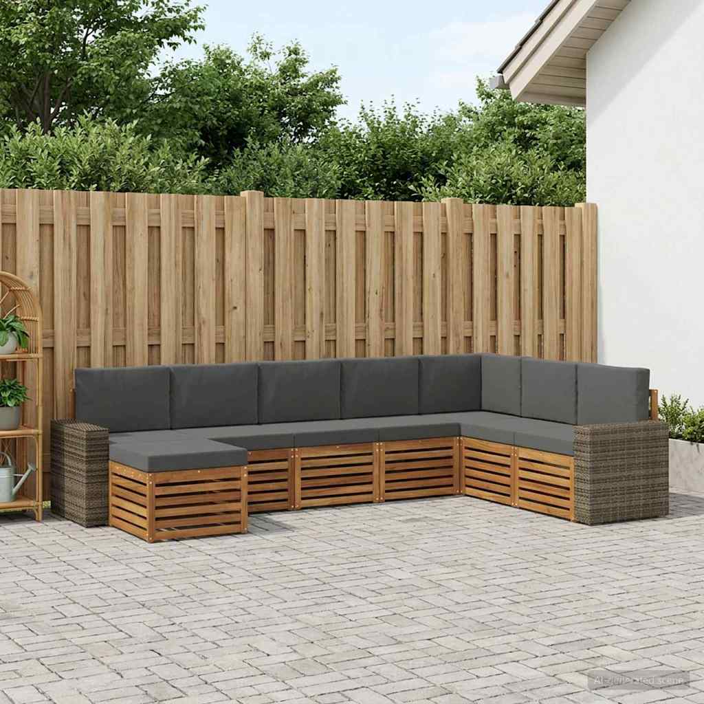 vidaXL Zestaw sof na zewnątrz z poduszką 8 pcs Naturalny i Antracytowy