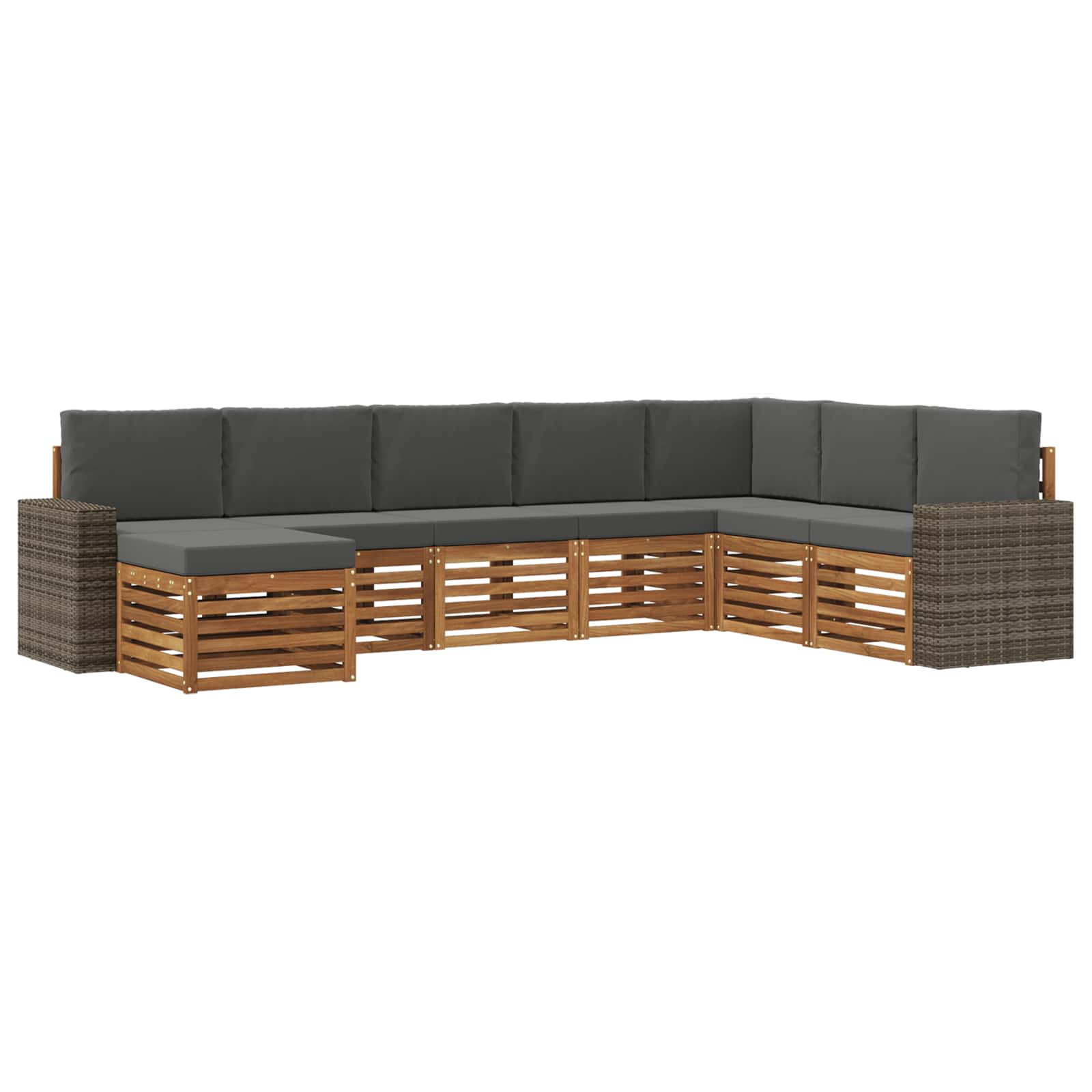 vidaXL Zestaw sof na zewnątrz z poduszką 8 pcs Naturalny i Antracytowy