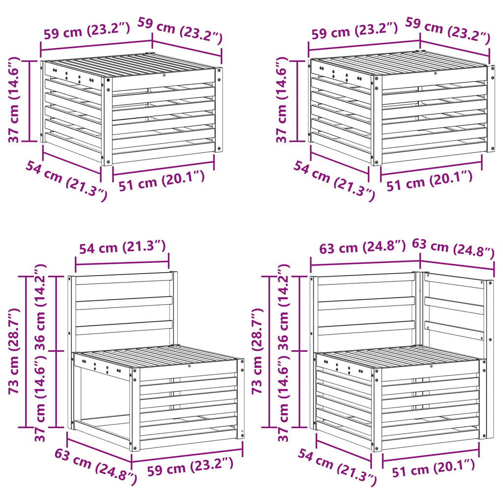 vidaXL Zestaw sof na zewnątrz 7 pcs naturalny Lite Drewno Akacji
