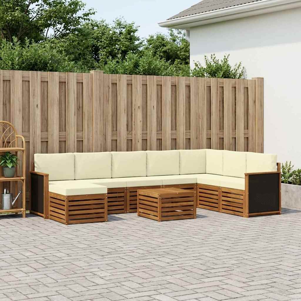 vidaXL Zestaw sof na zewnątrz z poduszką 7 pcs Naturalny i Kremowy