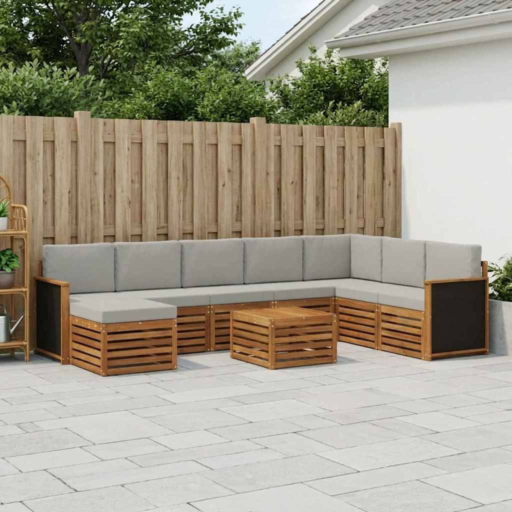 vidaXL Zestaw sof na zewnątrz z poduszką 7 pcs Naturalny i jasnoszary