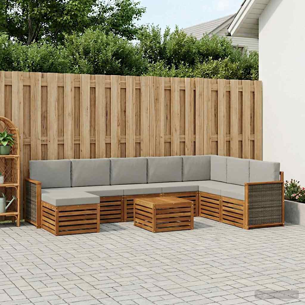 vidaXL Zestaw sof na zewnątrz z poduszką 7 pcs Naturalny i jasnoszary