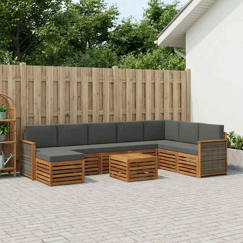 vidaXL Zestaw sof na zewnątrz z poduszką 7 pcs Naturalny i Antracytowy