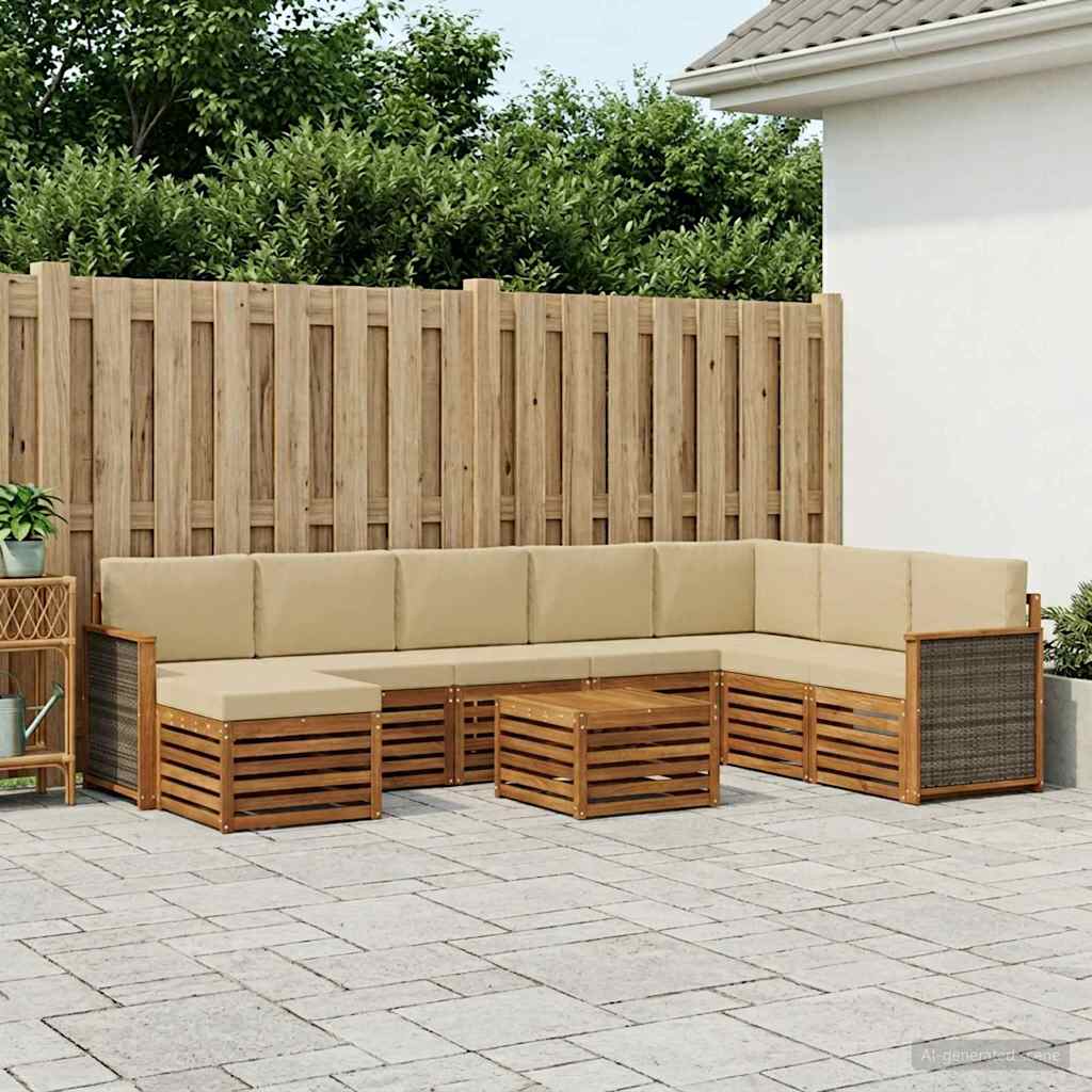 vidaXL Zestaw sof na zewnątrz z poduszką 7 pcs naturalny