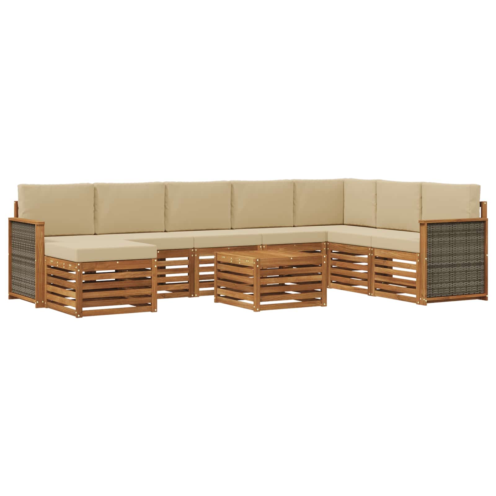 vidaXL Zestaw sof na zewnątrz z poduszką 7 pcs naturalny