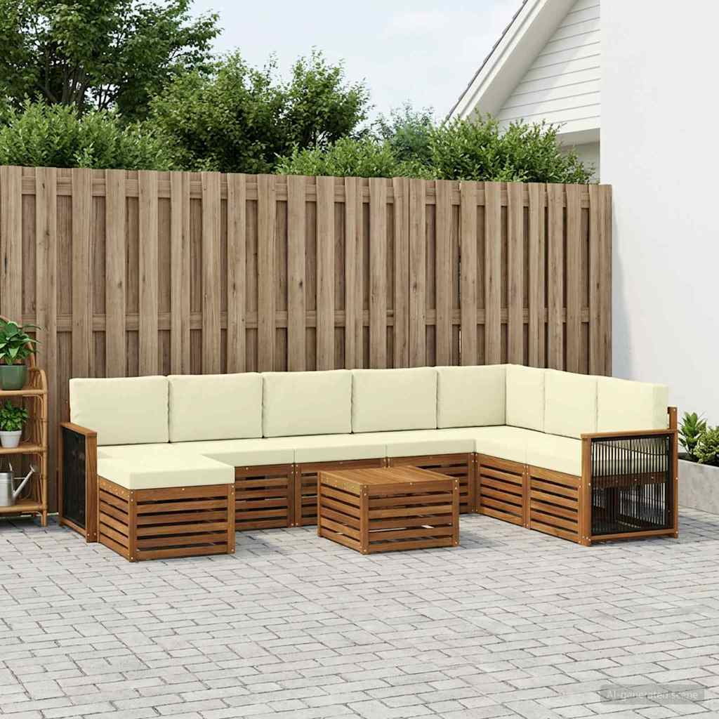 vidaXL Zestaw sof na zewnątrz z poduszką 7 pcs Naturalny i Kremowy