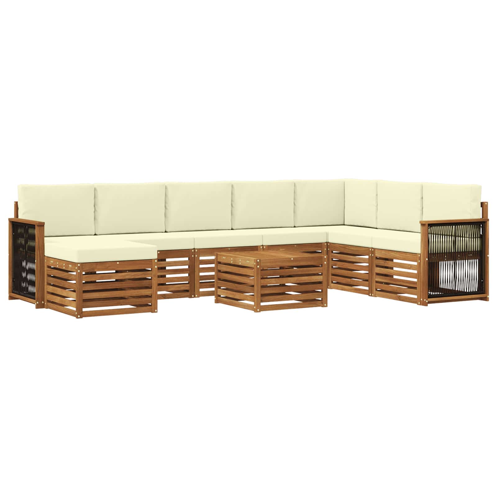 vidaXL Zestaw sof na zewnątrz z poduszką 7 pcs Naturalny i Kremowy