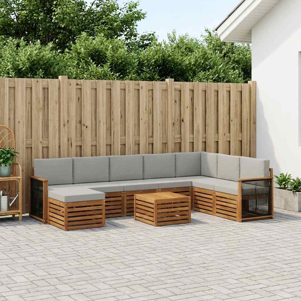 vidaXL Zestaw sof na zewnątrz z poduszką 7 pcs Naturalny i jasnoszary