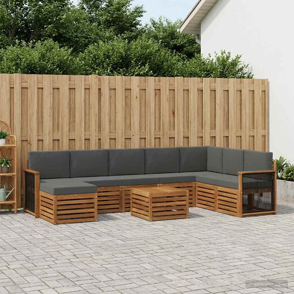 vidaXL Zestaw sof na zewnątrz z poduszką 7 pcs Naturalny i Antracytowy