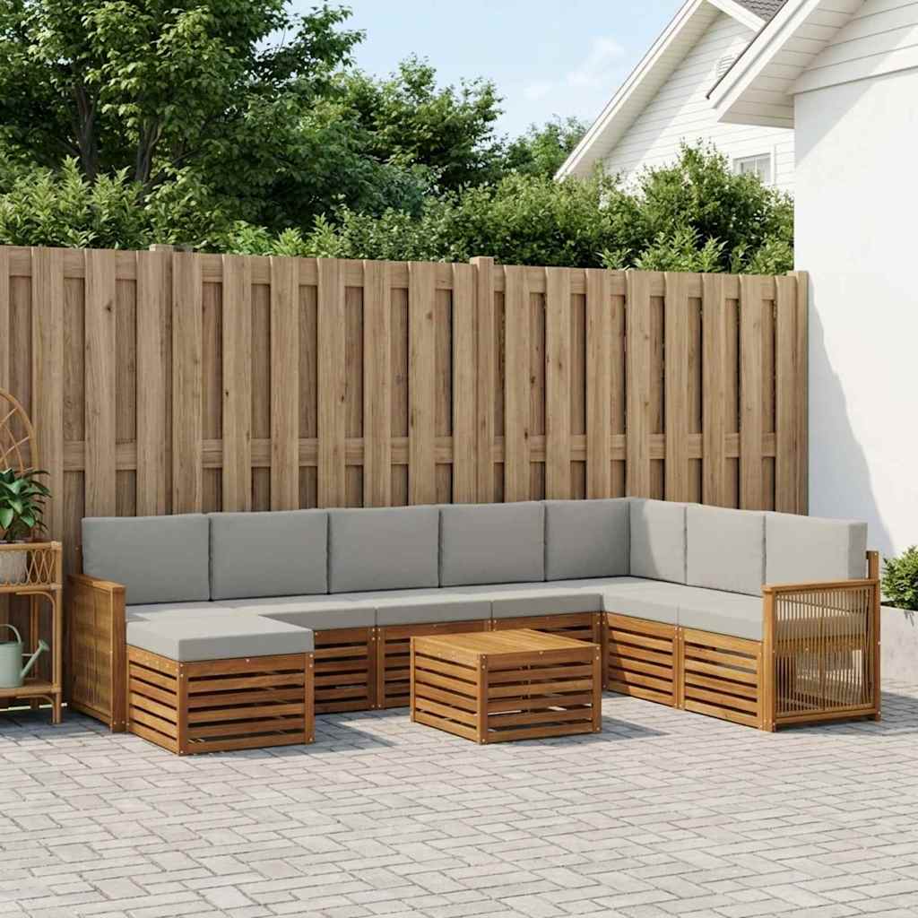 vidaXL Zestaw sof na zewnątrz z poduszką 7 pcs Naturalny i jasnoszary