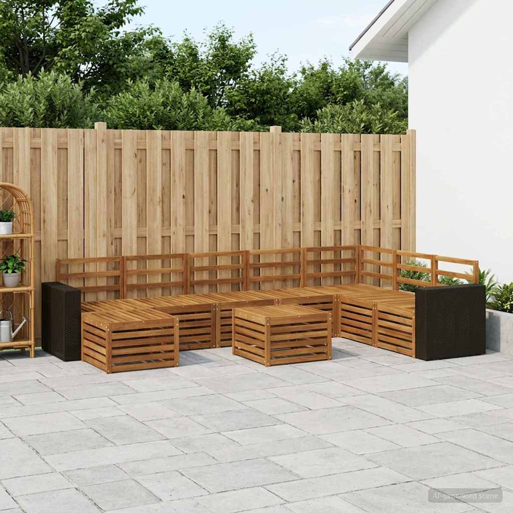 vidaXL Zestaw sof na zewnątrz 9 pcs naturalny Lite Drewno Akacji