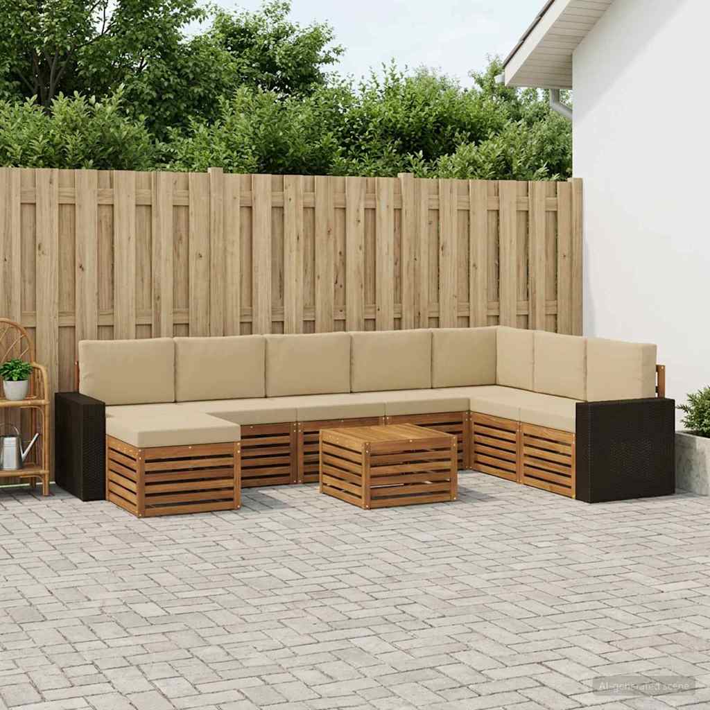 vidaXL Zestaw sof na zewnątrz z poduszką 9 pcs Naturalny i Beżowy