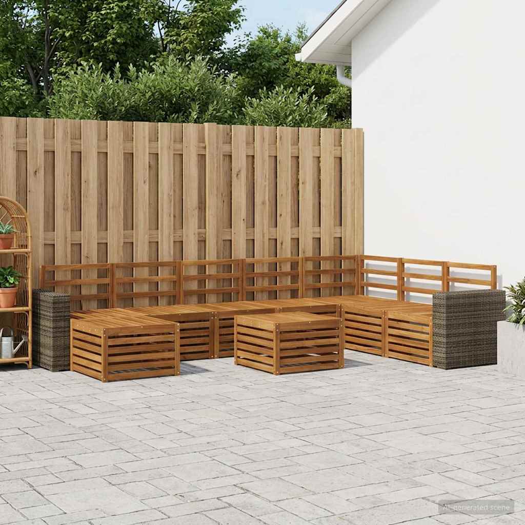 vidaXL Zestaw sof na zewnątrz 9 pcs naturalny Lite Drewno Akacji
