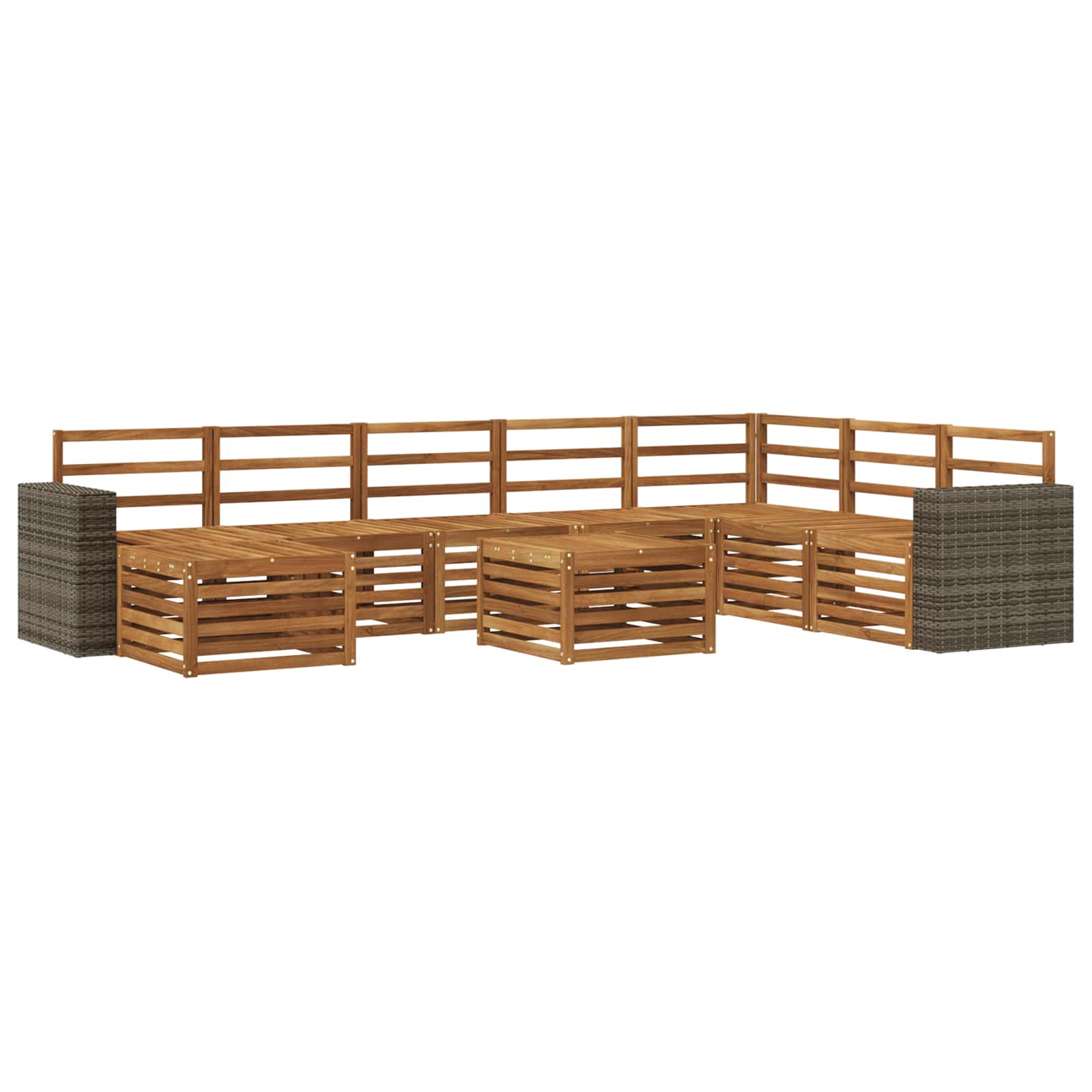 vidaXL Zestaw sof na zewnątrz 9 pcs naturalny Lite Drewno Akacji