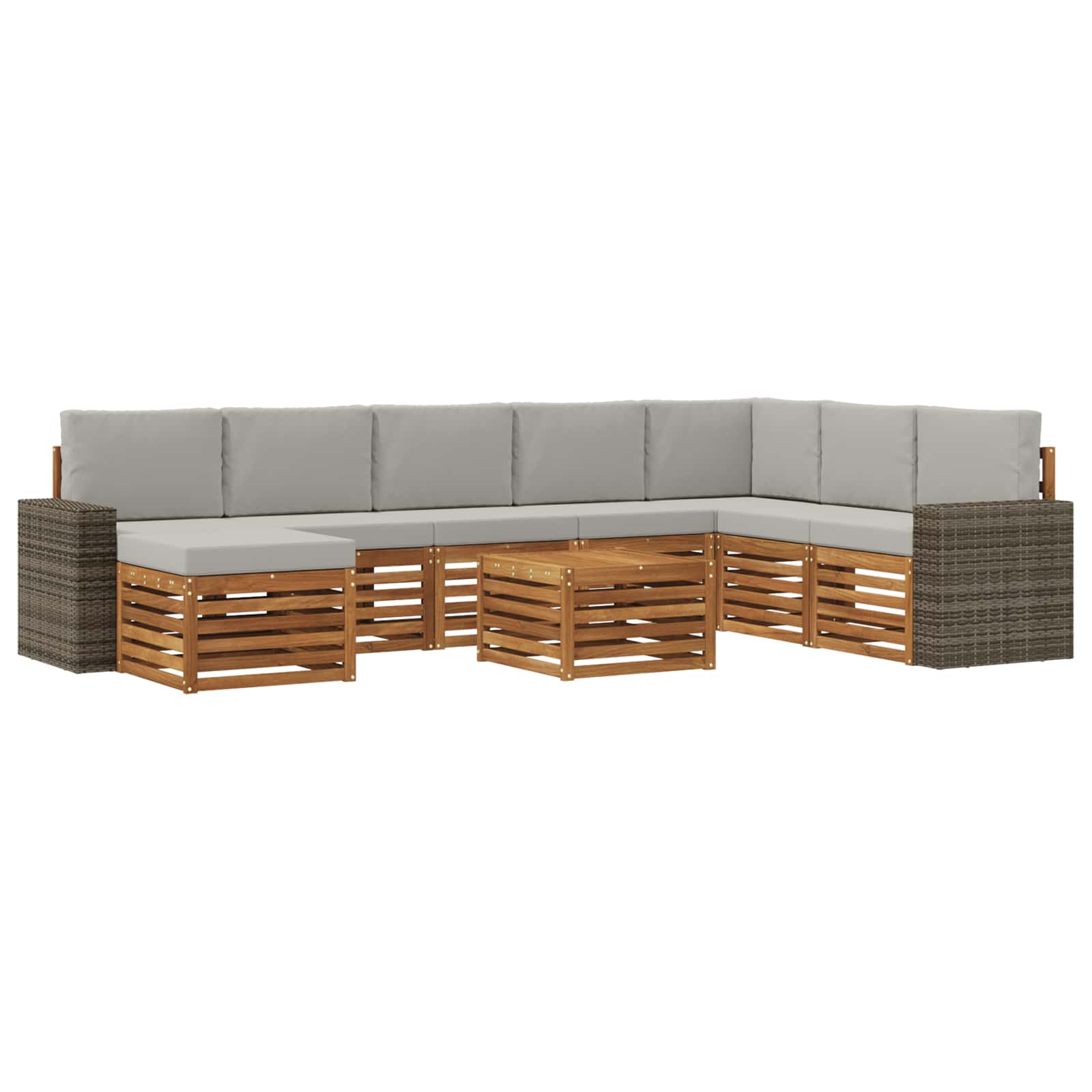 vidaXL Zestaw sof na zewnątrz z poduszką 9 pcs Naturalny i jasnoszary
