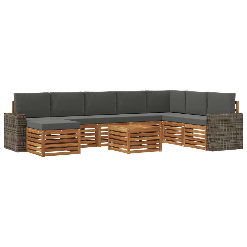 vidaXL Zestaw sof na zewnątrz z poduszką 9 pcs Naturalny i Antracytowy