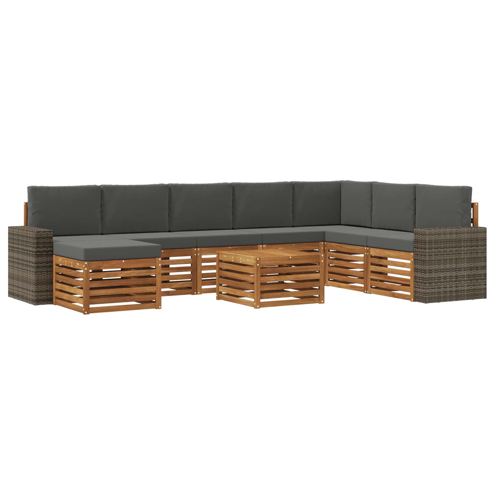 vidaXL Zestaw sof na zewnątrz z poduszką 9 pcs Naturalny i Antracytowy