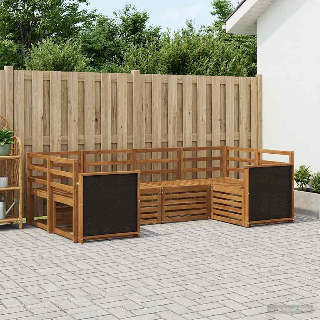 vidaXL Zestaw sofy narożnej 5 pcs naturalny Lite Drewno Akacji