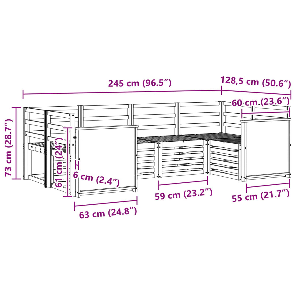 vidaXL Zestaw sofy narożnej 5 pcs naturalny Lite Drewno Akacji