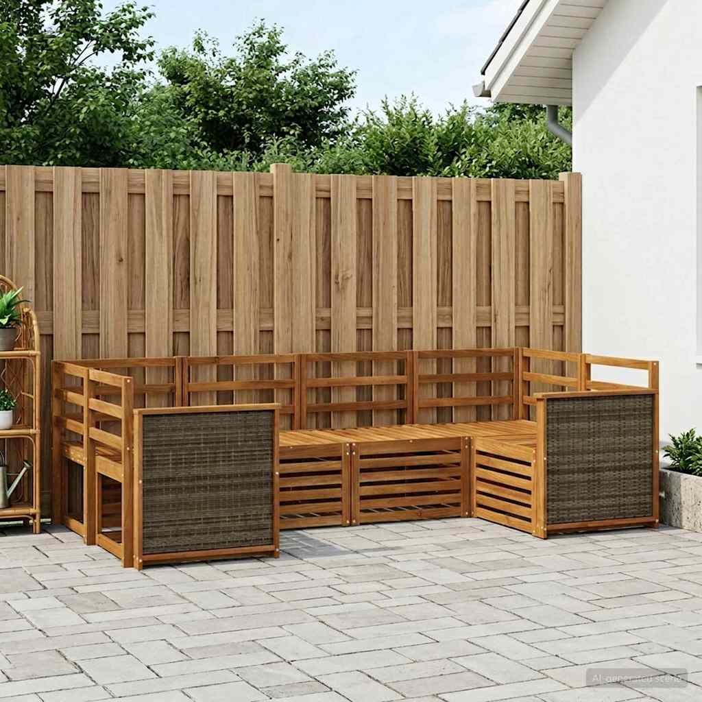 vidaXL Zestaw sofy narożnej 5 pcs naturalny Lite Drewno Akacji