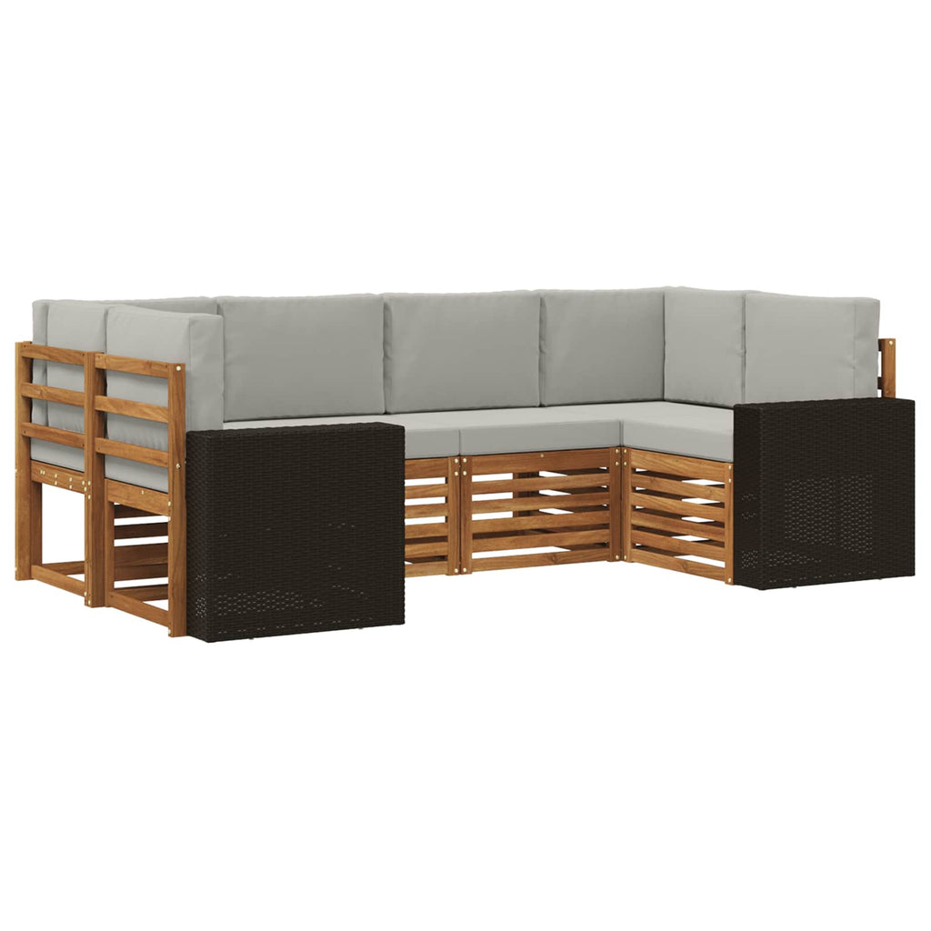 vidaXL Zestaw sofy narożnej 6 pcs Naturalny i jasnoszary Poliester