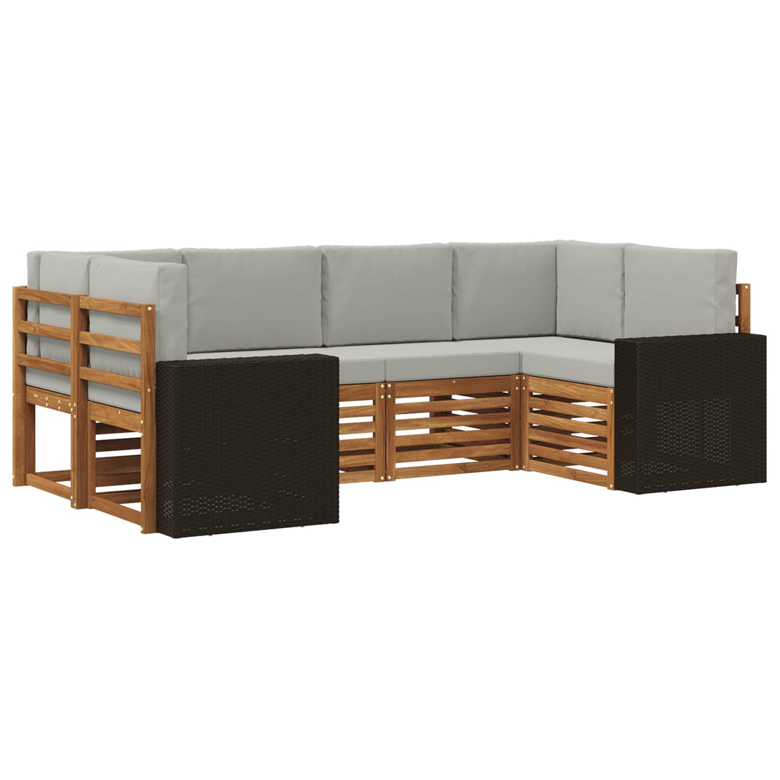 vidaXL Zestaw sofy narożnej 6 pcs Naturalny i jasnoszary Poliester