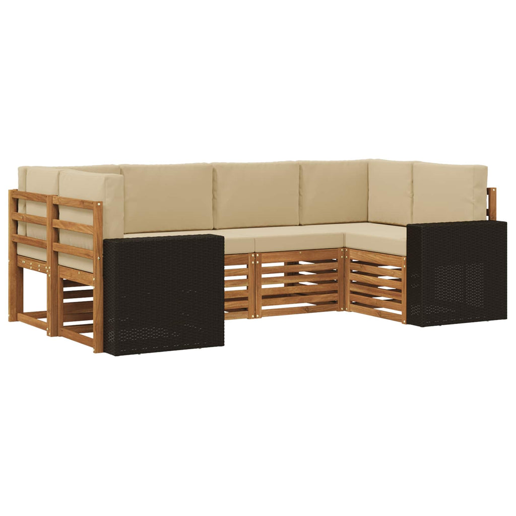 vidaXL Zestaw sofy narożnej 6 pcs Naturalny i Beżowy Poliester
