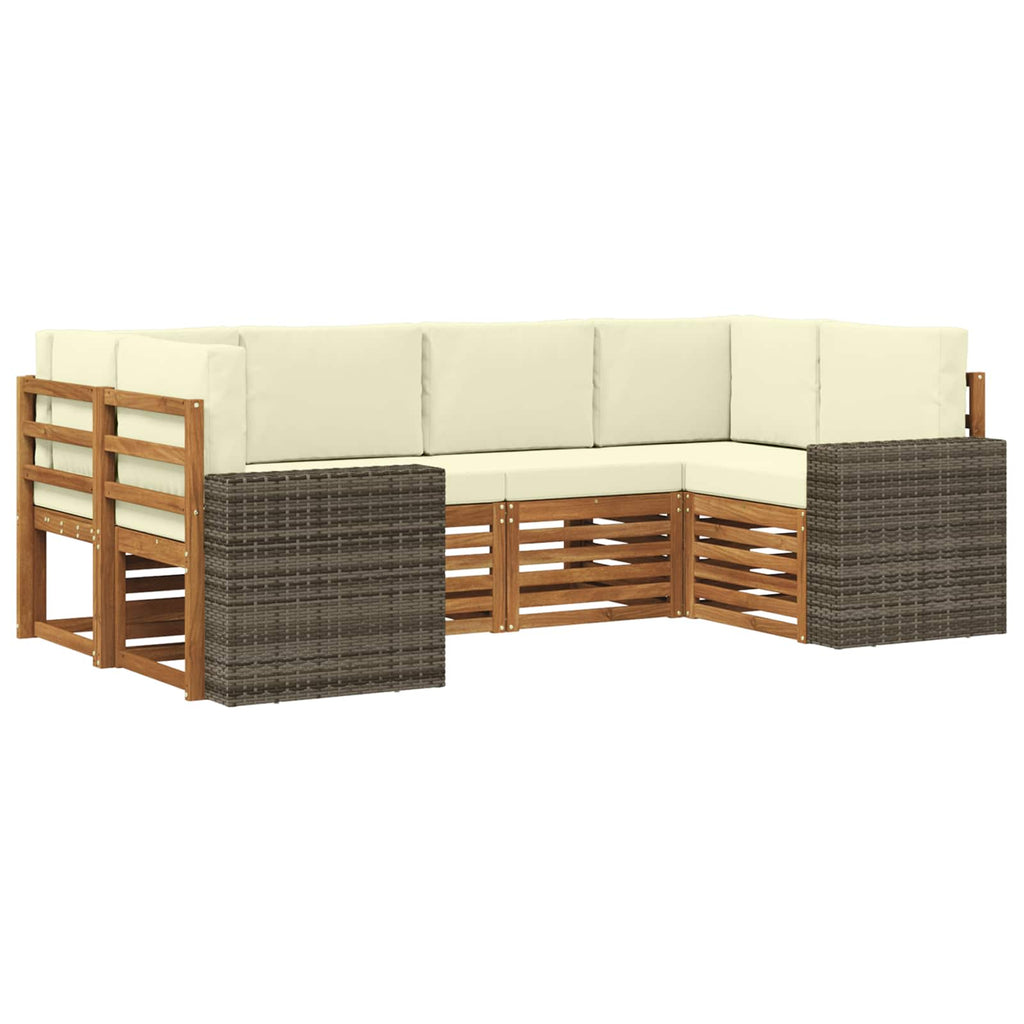vidaXL Zestaw sofy narożnej 6 pcs Naturalny i Kremowy Poliester