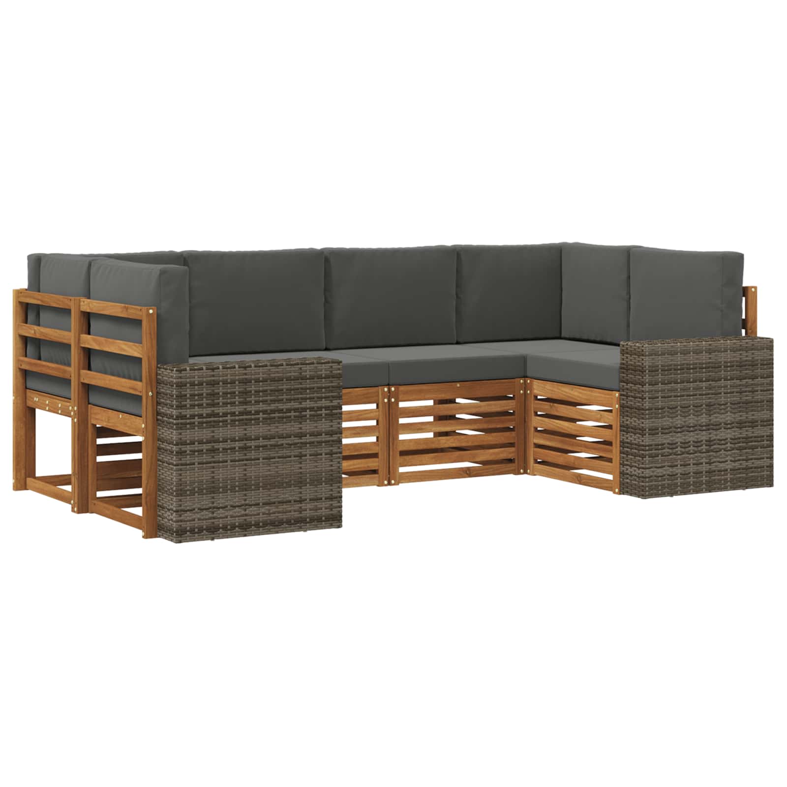 vidaXL Zestaw sofy narożnej 6 pcs Naturalny i Antracytowy Poliester