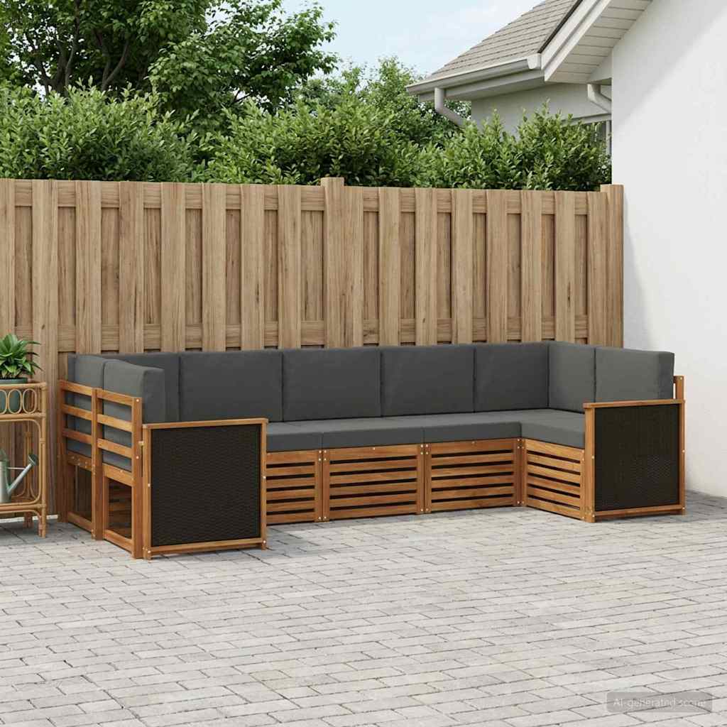 vidaXL Zestaw sofy narożnej z poduszką 6 pcs Naturalny i Antracytowy