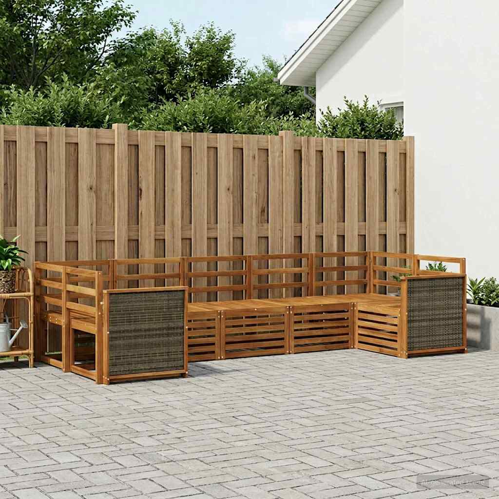 vidaXL Zestaw sofy narożnej 6 pcs naturalny Lite Drewno Akacji