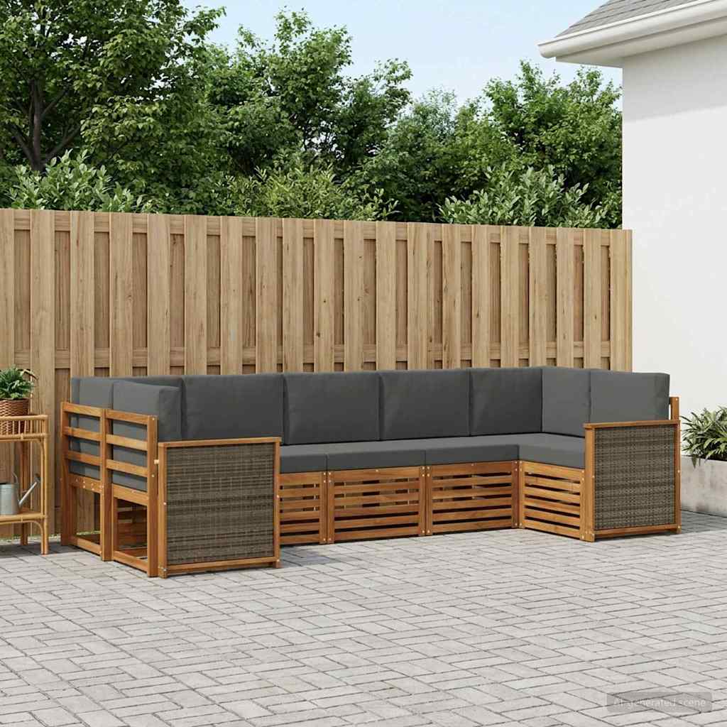 vidaXL Zestaw sofy narożnej z poduszką 6 pcs Naturalny i Antracytowy