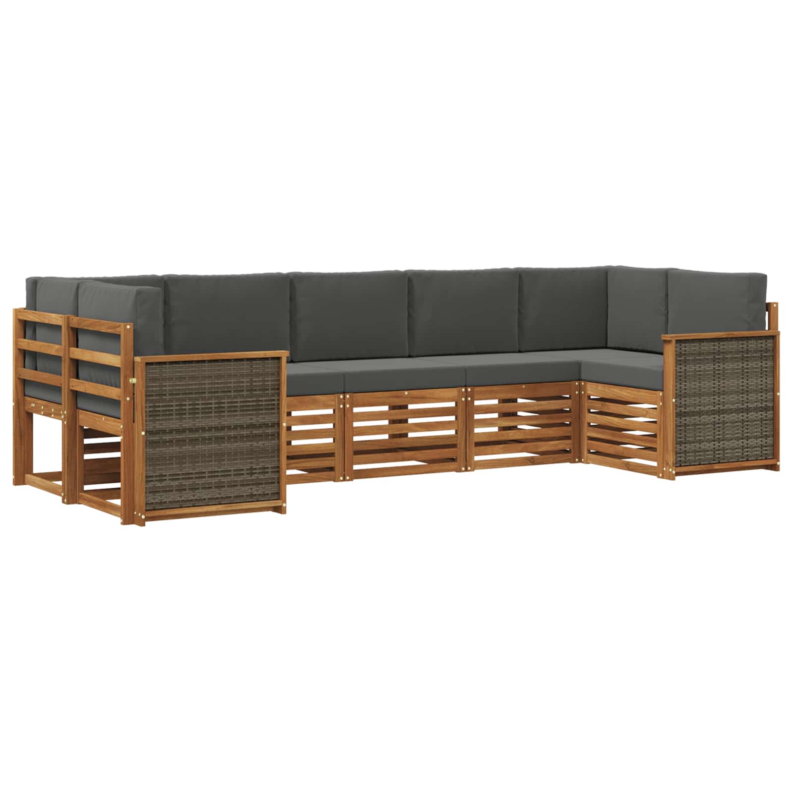 vidaXL Zestaw sofy narożnej z poduszką 6 pcs Naturalny i Antracytowy