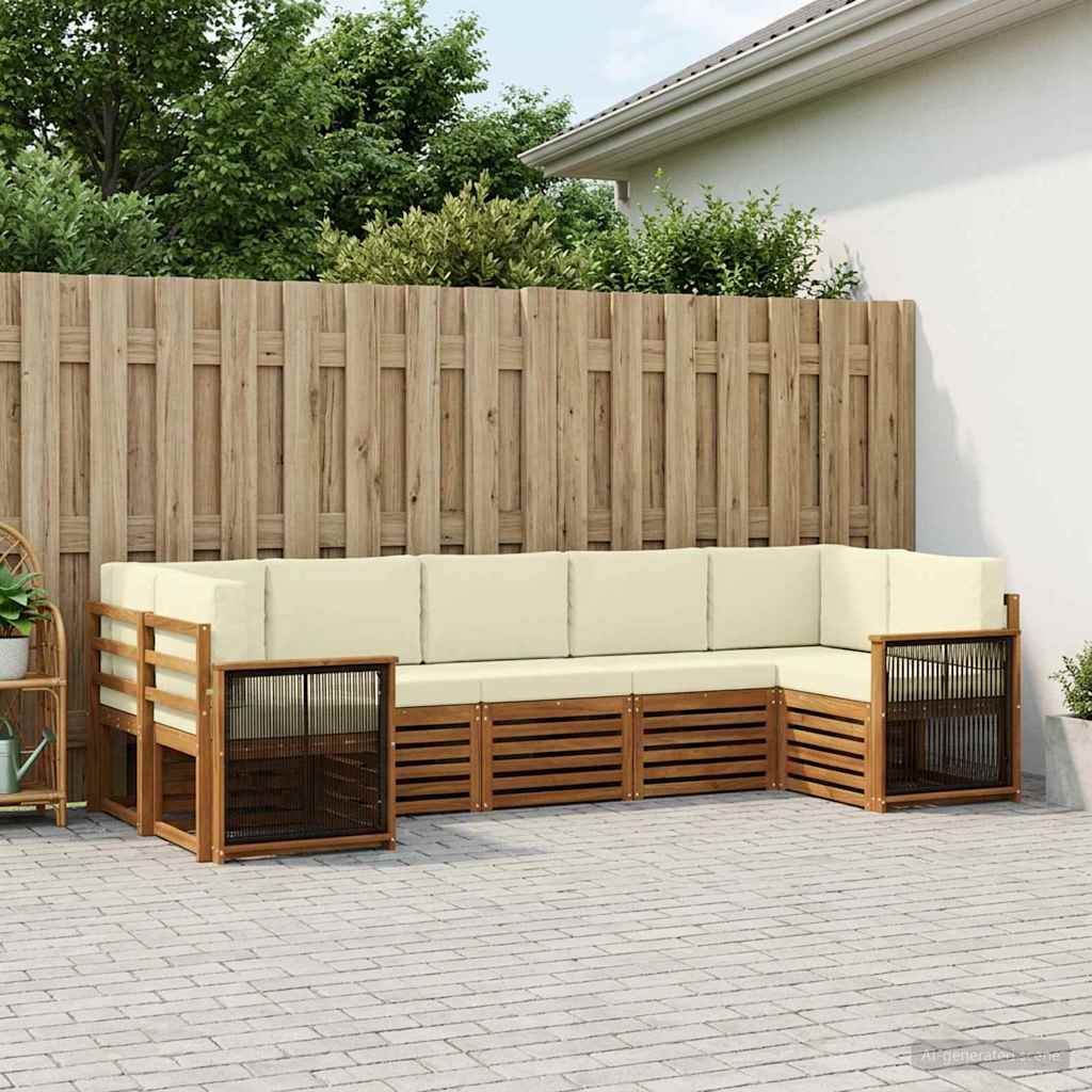 vidaXL Zestaw sof na zewnątrz 6 szt. Naturalny i Kremowy
